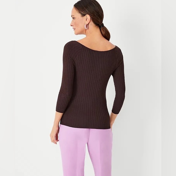 NWT Ann Taylor Elbow Sleeve Sweater Pure Chocolate Sz XS - Picture 6 of 9